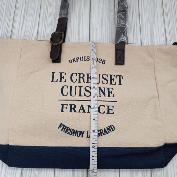 RARE Le Creuset Classic Canvas Indigo Tote Bag - Picture 10 of 12